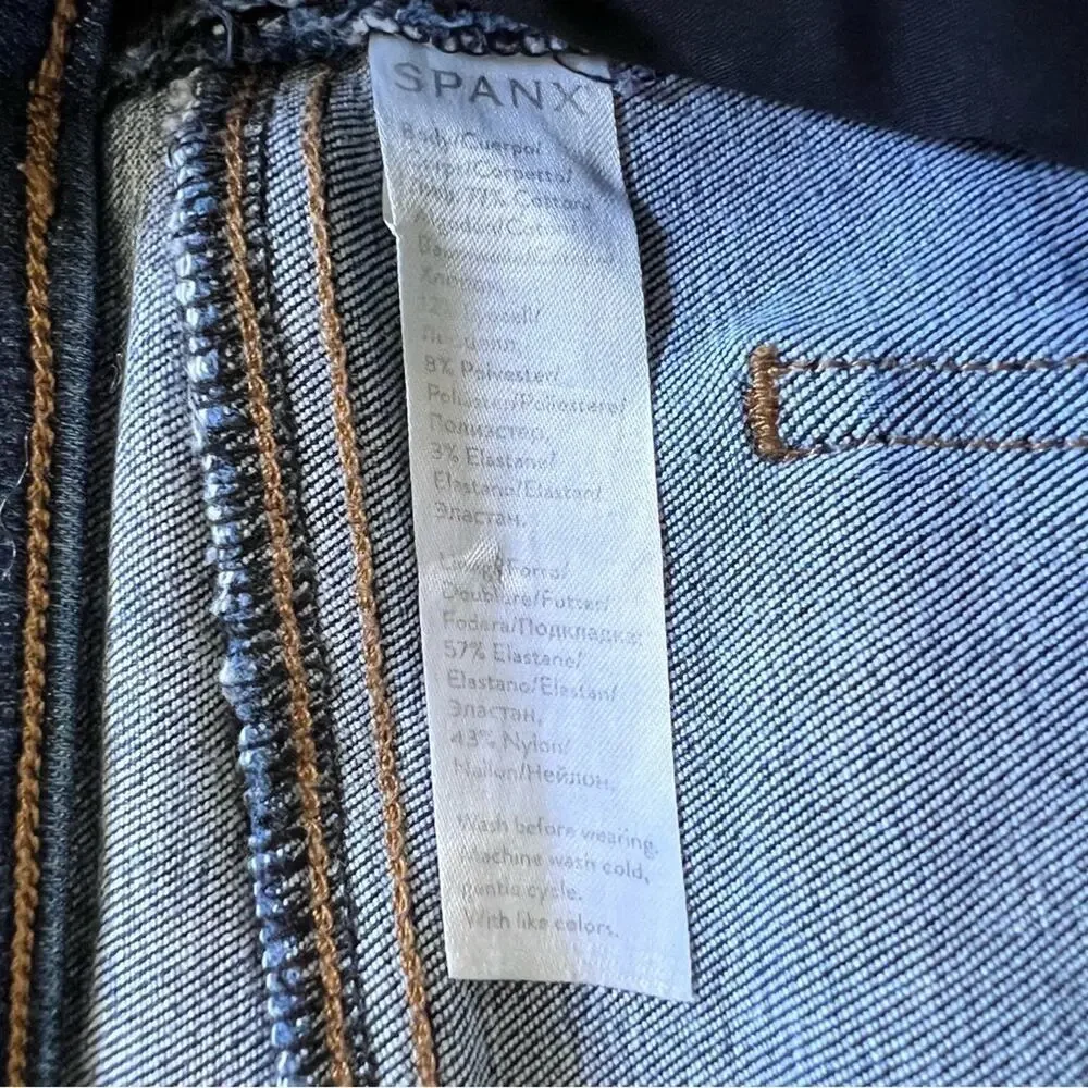 Spanx Distressed‎ Denim High Rise Elastic Waist Jeggings Stretch Slimming